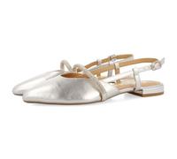 Ballerines en Cuir ARGENTÉ sans Talon avec DÉTAIL DE Bride ORNÉE DE Strass pour Femme GODRANO