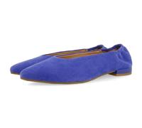 BALLERINES EN CUIR BLEU AVEC BOUT FIN ET TALON PLISSÉ POUR FEMME GAGEAC