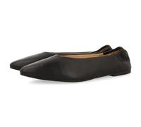 BALLERINES EN CUIR NOIR CASSÉ AVEC BOUT POINTU ET TALON VOLANT POUR FEMMES