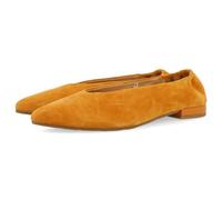 BALLERINES EN CUIR ORANGE AVEC BOUT FIN ET TALON PLISSÉ POUR FEMME GAGEAC