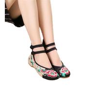 Ballerines en Toile brodées Vintage for Femmes Tissu for Dames Plus la Taille Ballerines Chinoises Confortables Broderie for Sandales d'été (Color : Black, Size : 40 EU)