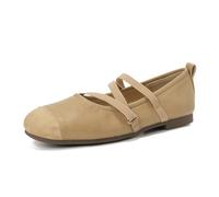 Ballerines Femme À Bretelles Croisées Escarpins Mary Jane Bout Carré Bretelles De Cheville Ballerines Chaussures Décontractées Confortables pour Tenue Quotidienne,Kaki,41 EU