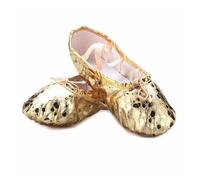 Ballerines Femme Chausson Qualité doré Argent PU Yoga Chaussures de Danse du Ventre Performance Semelle Souple Gym Ballet Chaussures de Danse Enfants Filles Femme(PUgold,EU42(24.5cm))
