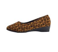 Ballerines Femme en Daim Leopard Chaussures Femme Confort Chic Compensées Mocassins Bout Rond Coupe Basse Semelle Compensée Souple Tige Fermée Style Casual Ville Quotidien Bureau Printemps