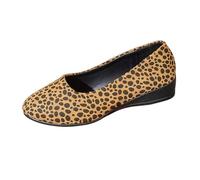Ballerines Femme en Daim Leopard Chaussures Femme Confort Chic Compensées Mocassins Bout Rond Coupe Basse Semelle Compensée Souple Tige Fermée Style Casual Ville Quotidien Bureau Printemps