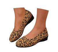 Ballerines Femme en Daim Leopard Chaussures Femme Confort Chic Compensées Mocassins Bout Rond Coupe Basse Semelle Compensée Souple Tige Fermée Style Casual Ville Quotidien Bureau Printemps