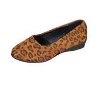 Ballerines Femme en Daim Leopard Chaussures Femme Confort Chic Compensées Mocassins Bout Rond Coupe Basse Semelle Compensée Souple Tige Fermée Style Casual Ville Quotidien Bureau Printemps