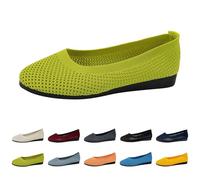 Ballerines femme slip on chaussures d'été plates tricotées confortables et élégantes bout rond sport plates chaussures de danse d'été antidérapant respirant, Vert 3, 42 EU