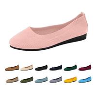 Ballerines femme slip on chaussures d'été plates tricotées confortables et élégantes bout rond sport plates chaussures de danse d'été antidérapant respirant, Bleu 1, 40 EU