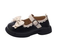 Ballerines Mary Jane - Chaussures basses pour fille et bébé - Semelle en caoutchouc - Ballerines plates pour fête - Chaussures d'école avec nœud, Noir , 33 EU