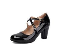 Ballerines Mary Jane pour femme - Ballerines plates - Chaussures de princesse - Chaussures de communion - Chaussures d'école - Escarpins à talons hauts - Chaussures vernies - Chaussures pour femme
