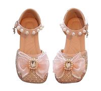 Ballerines Mary Jane pour fille avec nœud papillon en satin pour mariage, anniversaire, chaussures antidérapantes pour bébé, Rose, 28.5 EU