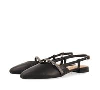 Ballerines Noires en Cuir ÉVIDÉES avec DÉTAIL DE Bride ORNÉE DE Strass pour Femme GODRANO
