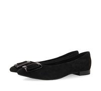 Ballerines noires en peau avec détail boucle en cuir vernis pour femme ballstad