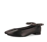 Ballerines noires en peau avec détail lanière à strass pour femme menno