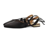 Ballerines noires en peau sans talon à lacets pour femme rodelas