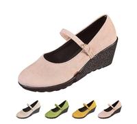 Ballerines plates antidérapantes décontractées pour femme - Escarpins compensés confortables à enfiler, chaussures Mary Jane élégantes pour le travail et le quotidien, rose, 41 EU