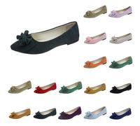 Ballerines plates classiques pour femme - Élégantes et confortables - Avec nœud - En daim synthétique souple - Chaussures à enfiler - Chaussures de bateau, Marine, 38 EU