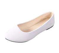 Ballerines plates décontractées à bout carré pour femme - Élégantes à enfiler - Chaussures plates tendance à enfiler - Chaussures de marche antidérapantes à talon bas, blanc, 37 EU