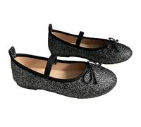 Ballerines plates for fille, chaussures de princesse for mariage, école, noires(32)