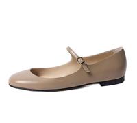 Ballerines Plates Mary Jane pour Femmes, Classiques Confortables Enfiler Talons Bas Fermées Décontractées Bout Rond pour le Bureau Les Mariages Les Voyages,Apricot,40 EU