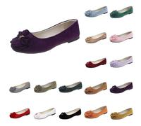 Ballerines plates pour femme - Avec fleurs - Chaussures de ballet élégantes - Confortables - Douces - Pour fête, mariage - Chaussures basses - Chaussures de mariée - Chaussures de loisirs - Taille 35