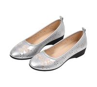 Ballerines pour femme avec fleurs - Chaussures habillées - Chaussures en cuir - Chaussures plates - Mocassins pour femme - Élégantes et confortables - Chaussures basses - Chaussures de loisirs
