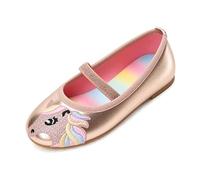 Ballerines pour Fille avec Licorne, Chaussures Basses Décontracté, Couleurs Métallisées, Semelle Arc-en-ciel Antidérapant