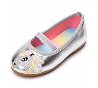 Ballerines pour Fille avec Licorne, Chaussures Basses Décontracté, Couleurs Métallisées, Semelle Arc-en-ciel Antidérapant