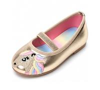 Ballerines pour Fille avec Licorne, Chaussures Basses Décontracté, Couleurs Métallisées, Semelle Arc-en-ciel Antidérapant