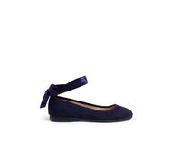 Ballerines pour fille et femme avec rubans en satin et bride bleu marine 32