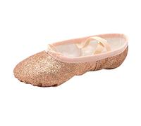 Ballerines pour filles en cuir élastique avec semelle intégrale pour danse, entraînement, yoga, pratique et performance en intérieur, 02 Or rose, 38/38.5 EU