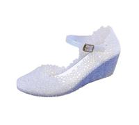 Ballerines Sandales Femme, Chaussures Plates Méduses et Babies Translucides à Paillettes, Bout Fermé, Bride Cheville à Boucle, Dentelle Ajourée, Petit Compensé | Soirée Cérémonie Vacances Été