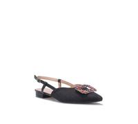 Ballerines slingback en tweed dotées d'une bride réglable en simili.Modèle avec broche à strass colorés devant. pour femme - 37