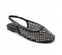 Ballerines Slingbacks Assiettes à Résille et Cristaux Scintillants C'est un match parfait, c'est irrésistible, c'est un vestiaire, ses sandales sont des plaques à bride arrière, c'est un parfait fusio