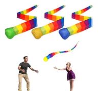 Balles à lancer et à attraper - 3 pièces en matériau souple avec queue arc-en- colorée, jeu de lancer amusant, ressource interactive d'apprentissage de la physique, jouet volant professionnel, pla