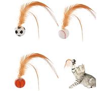 Balles à Sauter pour Chaton - Boules en Plumes pour Chats - 3 pièces de Jouets interactifs en Caoutchouc à élevé pour Chats et Animaux de Compagnie - Jouet de Divertissement avec Plumes, Jouet