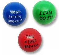 Balles anti-stress, balles de relaxation avec citations motivantes, balles d'exercice manuel, jouets Fidget pour enfants et adultes, set de 3, Ø 63 mm, contre le stress