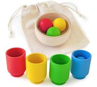 Balles dans tasses-Kit de démarrage pour tout-petits-Jouet Montessori à partir de 1 an + balles sensorielles pour bébé-Jeu en bois pour compter et trier les couleurs-Apprentissage des