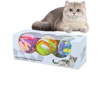 Balles de jouet pour chats - boules interactives pour chats avec sonnettes - 3 souples avec hochets pour l'exercice et le nettoyage des dents pour chiots et chatons