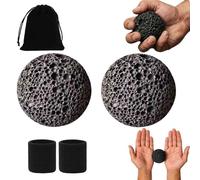 Balles de soin pour les mains, lot de 2, en roche volcanique naturelle, pour des mains d'une force incroyable, anti-transpirantes, renforcez vos mains pourles situations les plus difficiles (black)