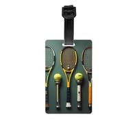 Balles de tennis et raquettes Étiquette de bagage Fabriqué en PVC avec une sangle détachable, parfait pour les voyages légers et une étiquette d'identification de voyage.