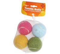 Balles de tennis pour chiens, balles de dentition pour animaux de compagnie - 4 balles de tennis à mâcher pour chiot, jouets interactifs pour chien, balle couineuse pour chiens à mâcher agressifs