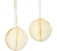 Balles en nid d'abeille Blanc Paillettes d'or Décoration de Noël Papier Ø8cm 4 pièces