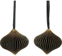 Balles nid d'abeille Déco Oignon Noir Or 8cm 4 pièces Noël