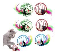 Balles pour chat - 6 jouets colorés pour chat avec souris en peluche | Amusant chat interactif jouet chat souris balle jouet indépendant chat chaton chat jouets pour gros chats chatons exercice Idezek