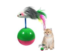 Balles pour chat - Balles interactives pour chat - Avec balancement de souris - Jouet à plumes colorées - Jouet pour chat avec son - Pour l'activité, l'entraînement, le divertissement, l'ennui