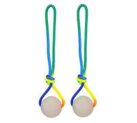 Balles pour chiens pour mâcheurs agressifs - Caoutchouc 11,81 pouces x 2,36 pouces 2 pièces | Anneau de dentition lumineux Tug avec sangle, balle interactive pour chien | Chiot animal de compagnie pet