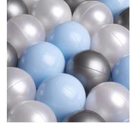 Balles pour Piscine à Balles de Jeu pour Bébé Enfants MISIOO Plastique Colorées 6 cm 450 Boules: Blue/Argent/Blanc Perle