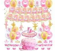 Ballet Anniversaire Party Fournitures - Ballerine Happy Birthday Bannière, Spirals, Gâteau Cupcake Topper, Ballons pour Ballet Thème Parti Danse Baby Shower